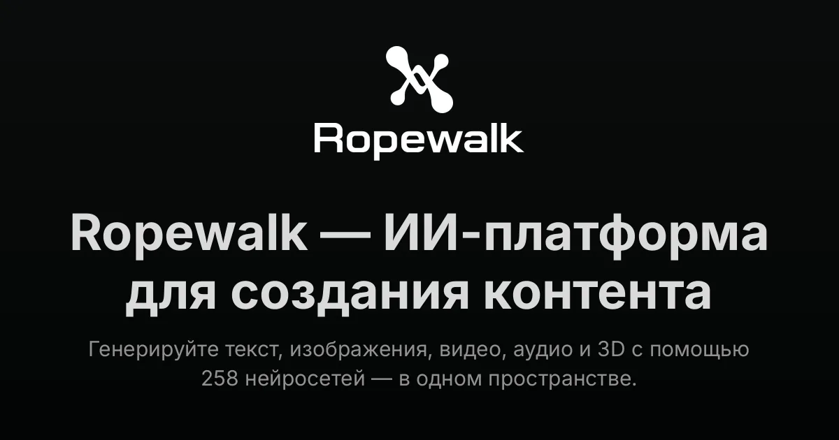 Ropewalk — ИИ-платформа для творчества | Ropewalk
