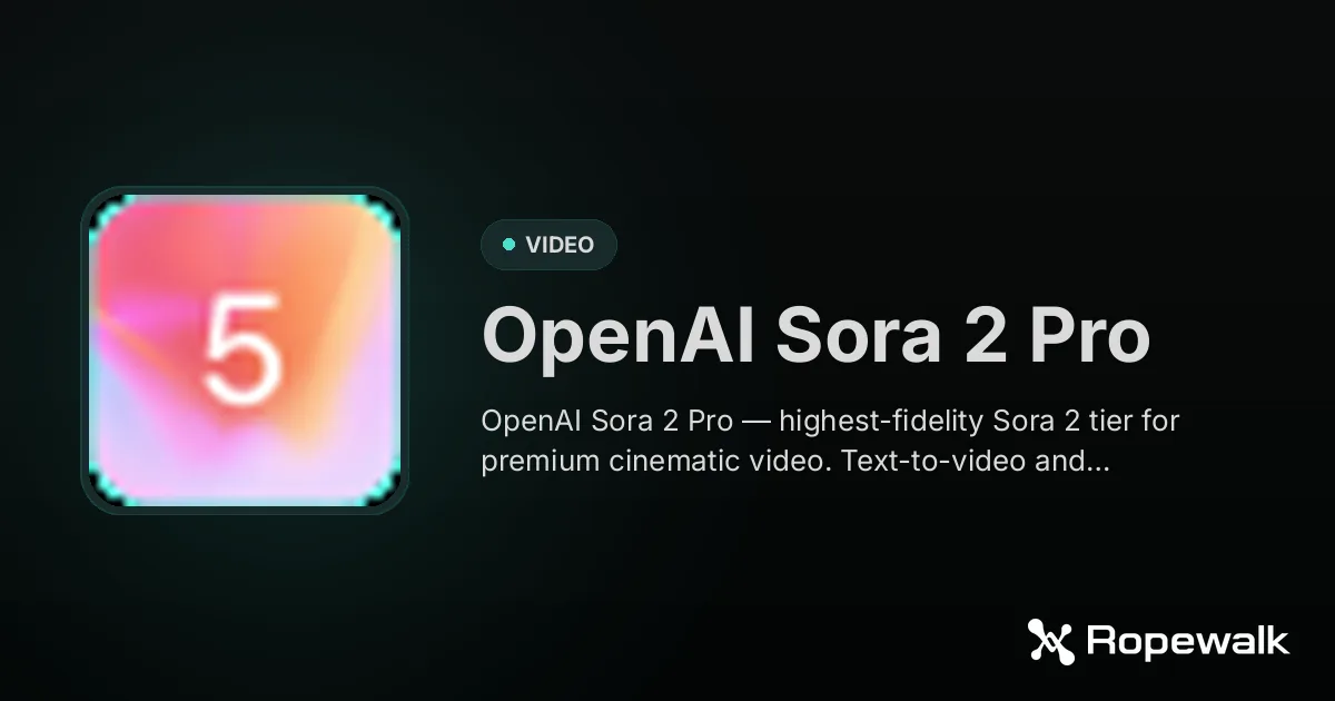 OpenAI Sora 2 Pro — AI Video Generator | Ropewalk