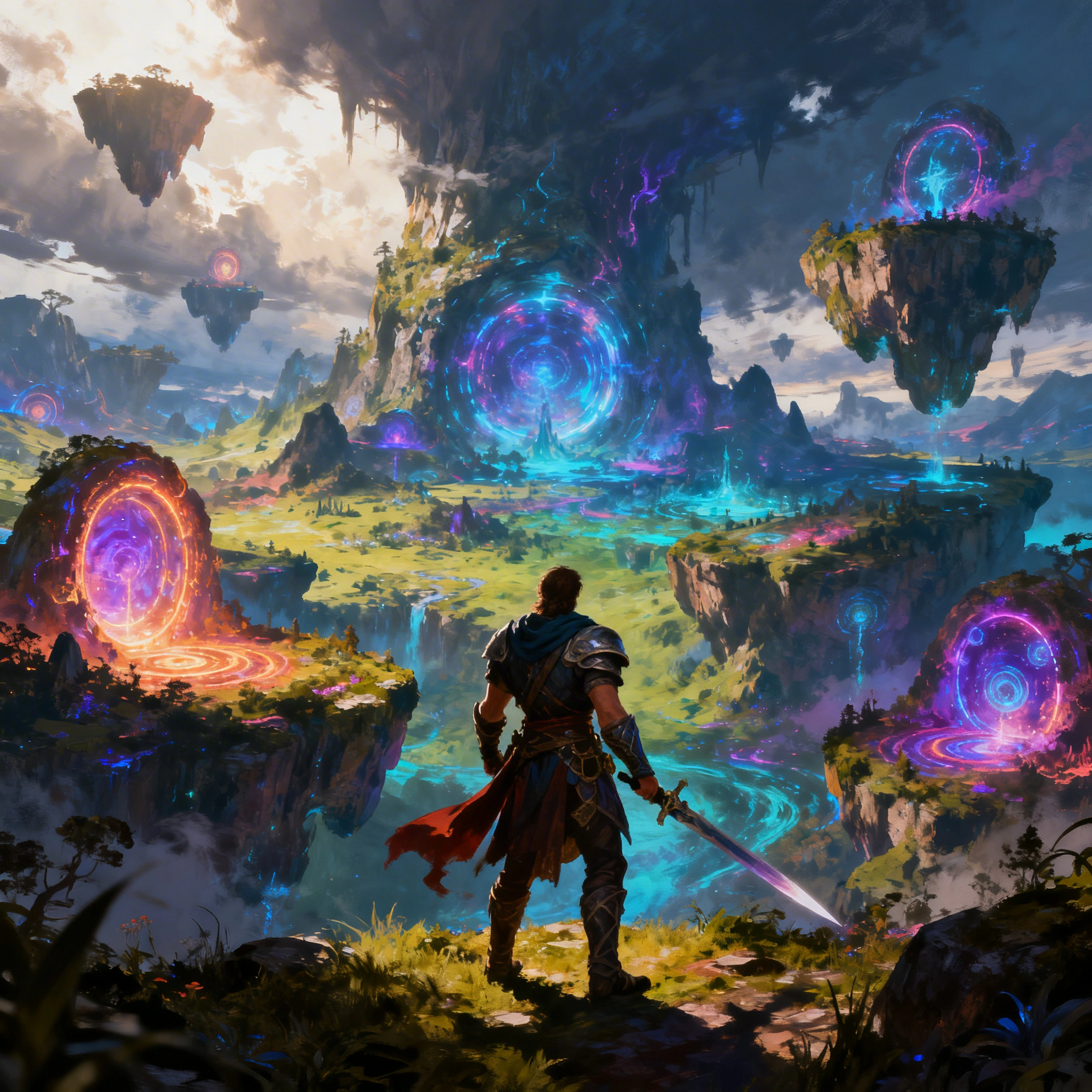 AI-generated game concept art examples — characters, environments, UI icons on Ropewalk
