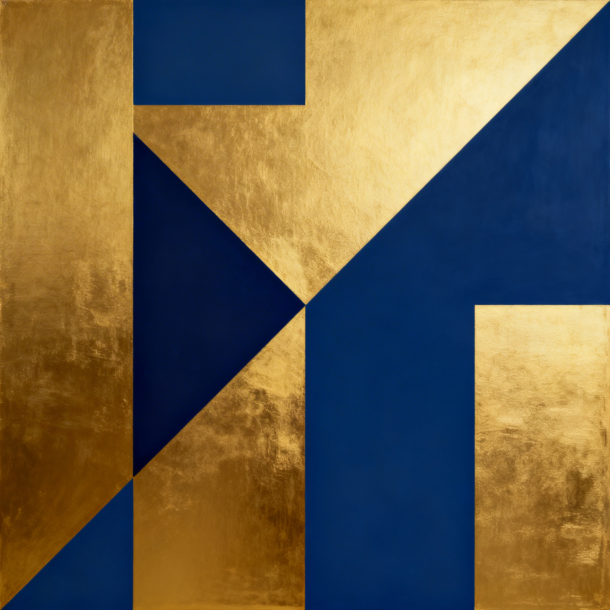 Abstract geometric art in gold and deep blue, generated by Seedream 4