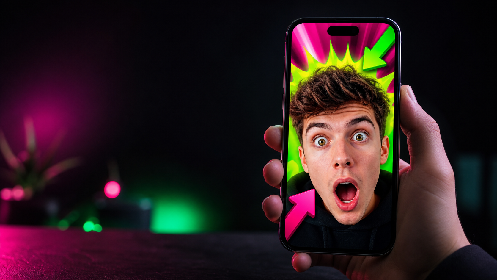 AI-generated 16:9 cover of a hand holding a phone that displays a vertical YouTube Shorts thumbnail, created with GPT Image 2